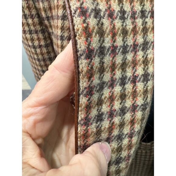 Vintage Academia Houndstooth 100% Wool Skirt Suit Tailored Blazer Pleats 9 - Picture 4 of 16